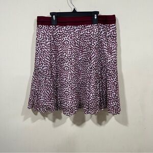 NWT strenesse Pleated floral Print Midi Skirt burgundy and white colorway size 6